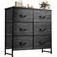thumbnail image 1 of CZMDZH Black Dresser for Bedroom, 6 Drawer Double Dresser, Fabric Storage Tower with Fabric Bins, Chest of Drawers for Closet, Living Room, Hallway, 1 of 16