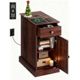thumbnail image 1 of CZMDZH End Table with Charging Station, Narrow Side Table for Living Room, Farmhouse Night Stand with Storage Drawer, Small Wooden Nightstand with Concealed Outlets, Espresso, 1 of 7