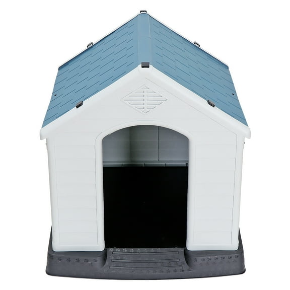 CZMDZH Large Plastic Dog House,Waterproof Doghouse Pet Dog Kennel, Insulated Puppy Shelter w Elevated Floor and Air Vents Igloo Dog House,32" Height(Blue)