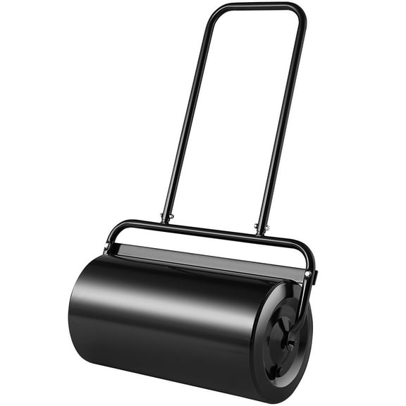 CZMDZH Lawn Roller 13 Gallon Large Capacity Sand/Water Filled, Heavy Duty Steel Material, with Easy-Turn Plug and U-Shaped Ergonomic Handle for Convenient Push and Pull, for Garden, Farm, Park, Black
