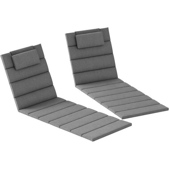 CZMDZH Outdoor Lounge Chair Cushion Set of 2, 80" x 26" UPF50+ 230gsm Olefin and 25D High-Density Foam, Foldable Patio Chaise Lounge Cushion Set, Fade Resistant for Lawn Pool, Charcoal Gray