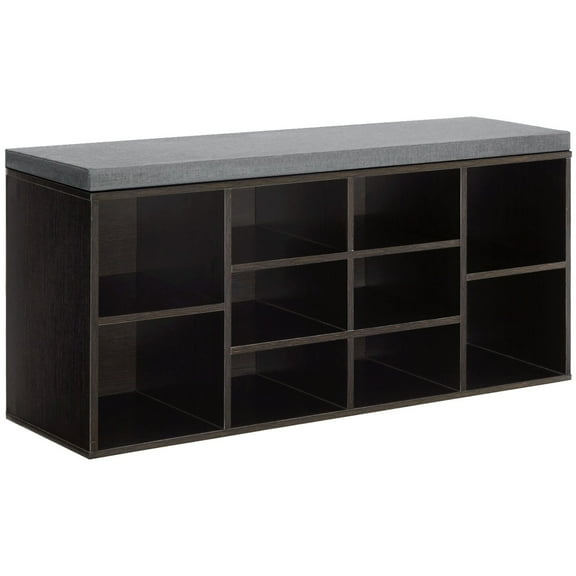 CZMDZH  Shoe Bench, Storage Bench with Padded Seat, Entryway Bench with 15 Compartments, for Bedroom,Black