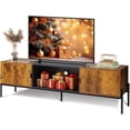 thumbnail image 1 of CZMDZH TV Stand for 65 Inch TV, Mid Century Modern Entainment Center with 2 Storage Cabinets & Open Shelf, TV Console Table Media with Metal Legs for Living Room, Bedroom, Rustic Brown, 1 of 17