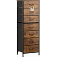 thumbnail image 1 of CZMDZH Tall Dresser for Bedroom, 7 Drawer Dressers & Chests of Drawers, Fabric Dresser for Closet, Night Stand with Metal Frame, Storage Tower with Fabric Bins, Rustic Brown Wood Grain Print, 1 of 18