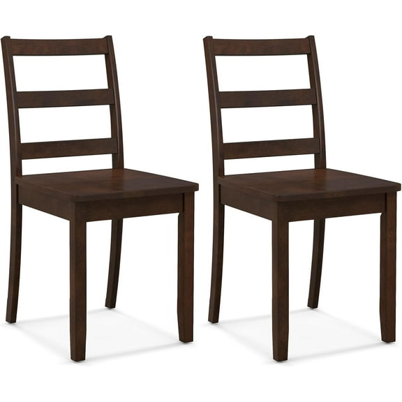 CZMDZHWood Dining Chairs Set of 2 Walnut - Wooden Armless Kitchen Chairs with Solid Rubber Wood Legs, Non-Slip Foot Pads, Max Load 400 Lbs, Farmhouse Style High Ladder Back Dining Room Chairs