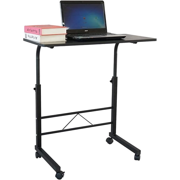 CZMDZH home Side Table Mobile Standing Desk Adjustable Height Portable Laptop Table, TV Tray Computer Workstation Sofa Bed Teble for Home Office, Desktop 23.62" L x 15.75" W, Black