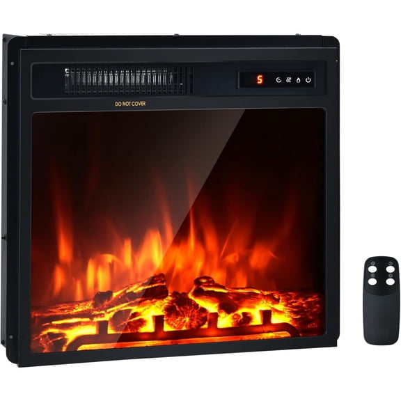CZMJY 18" Electric Fireplace Insert Heater, Wall Recessed/Mounted Fire Places Electric Fireplace with Remote, 2 Modes Heat, 9H Timer, 5 Brightness, 750/1500W Freestanding Fireplace