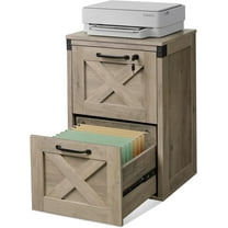 CZMJY 2 Drawer File Cabinet with Lock Wood Farmhouse Style – Secure Filing Storage Fits Letter and A4 Size – Practical Printer Stand for Home Office Organization, Gray Oak