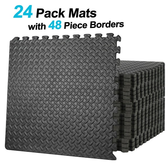 CZMJY 3/4'' Thick Interlocking Puzzle Exercise Mat – Perfect for Gym Workouts, Home Fitness Routines, Intense Training Sessions, and Versatile Exercise Needs, 24 Ties-96 SQ. FT