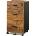 thumbnail image 1 of CZMJY 3 Drawer Rolling File Cabinet with Lock – Wood Filing Cabinet for Letter and A4 Size Documents Perfect for Home Office Organization and Secure Storage, Rustic Brown, 1 of 7