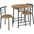 thumbnail image 1 of CZMJY 3-Piece Dining Table Set, Breakfast Bistro Table Set for 2, Small Kitchen and Table Chairs Set of 2 with Metal Frame and Storage Rack for Small Space/Apartment/Dorm Room, Brown, 1 of 11