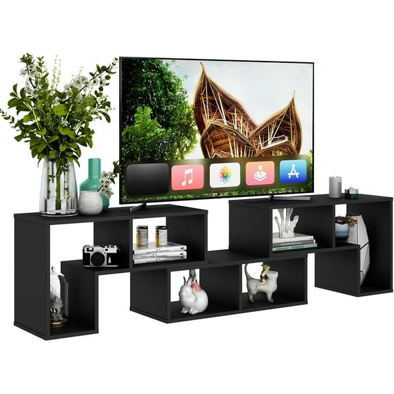 CZMJY 3 Pieces Console TV Stand, Free-Combination Entertainment Center for 50 55 60 65 Inch TV, Minimalist Modern TV Media Stand, DIY Open Storage Bookcase Shelf for Living Room (Black)