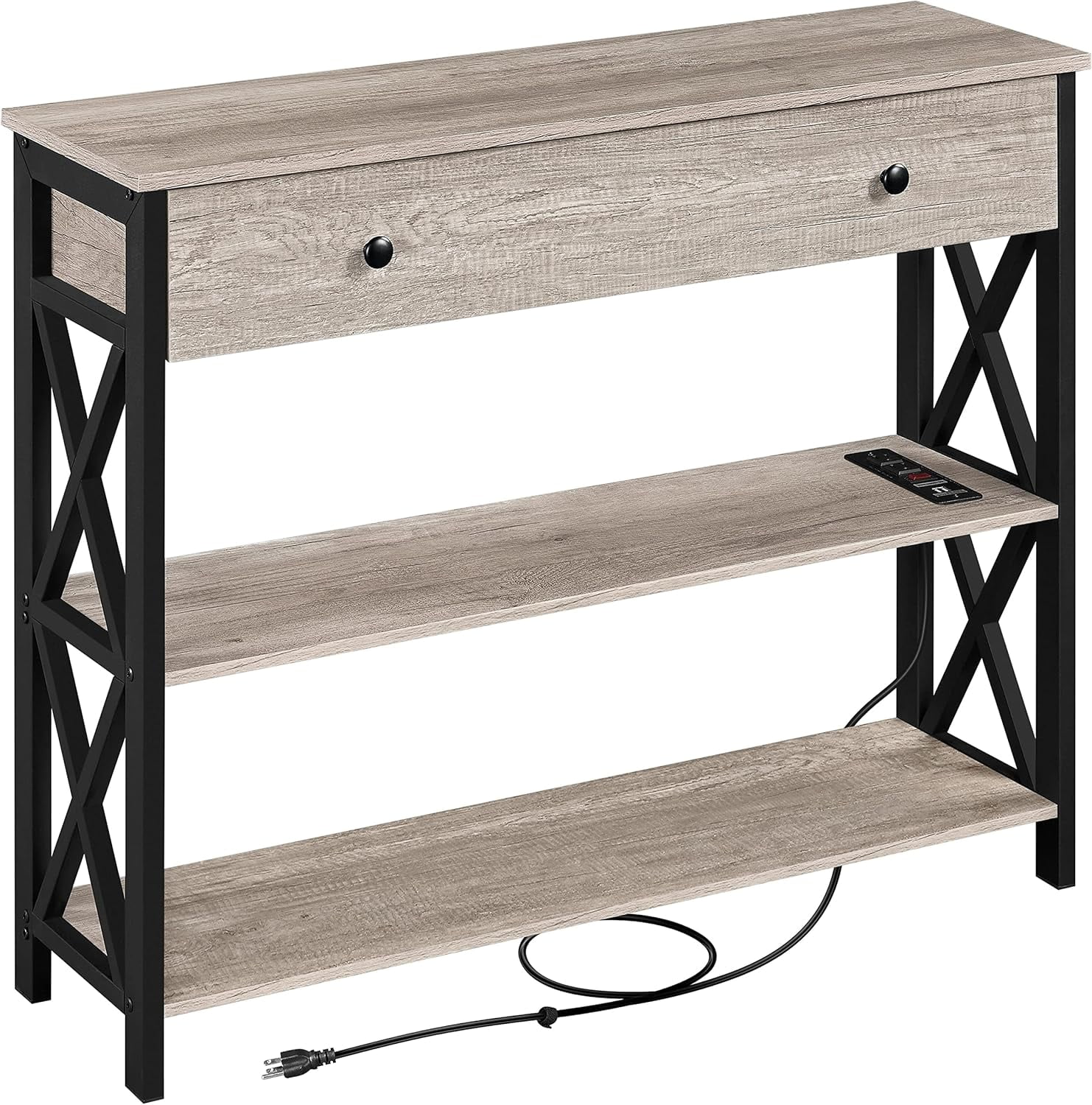 CZMJY 40 Inch Console Table with 2 Outlets and 2 USB Ports, Extra Long ...