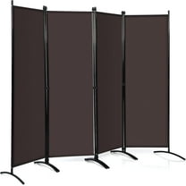 CZMJY 5.6FT Folding Room Divider Freestanding 4-Panel Privacy Screen with Sturdy Iron Frame, Double Hinged Partition Wall Dividers for Home Office Separator, Black