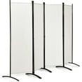 thumbnail image 1 of CZMJY 5.6FT Folding Room Divider Freestanding 4-Panel Privacy Screen with Sturdy Iron Frame, Double Hinged Partition Wall Dividers for Home Office Separator, White, 1 of 8