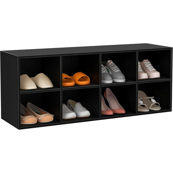 CZMJY 8 Cubbies Shoe Storage Bench, Shoe Organizer with 500 LBS Weight Capacity, Cubby Shoe Rack Storage Cabinet for Entryway, Hallway, Living Room and Bedroom (Black)