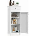 thumbnail image 1 of CZMJY Bathroom Floor Cabinet, Single Door Floor Storage Cabinet Organizer with Drawer and 3-Level Adjustable Shelves, Bathroom Cabinets Freestanding with Anti-Tipping Device for Living Room, White, 1 of 9