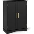 thumbnail image 1 of CZMJY Bathroom Floor Storage Cabinet, 31.5" H Freestanding Pantry Cabinet with 2 Doors and Adjustable Shelves, Kitchen Cupboard for Living Room, Dining Room, Bathroom (Black, 31.5" H), 1 of 9