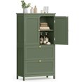 thumbnail image 1 of CZMJY Bathroom Floor Storage Cabinet, Bathroom Storage Unit, Freestanding Cabinet with 2 Drawers and 2 Doors, Adjustable Shelf, 11.8 x 23.6 x 43.3 Inches, Forest Green, 1 of 7