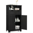 thumbnail image 1 of CZMJY Bathroom Storage Cabinet, Freestanding Bathroom Cabinet Organizer with Open Shelf, 2 Adjustable Drawers & 2 Doors, Wooden Floor Cabinet for Bathroom, Living Room, Entryway (Black), 1 of 9