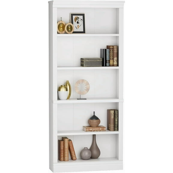 CZMJY Bookcase Bookshelves, 5-Shelf Tall Bookcase 71" Wood Open Display Floor Bookshelf, Large Storage Organizer for Library, Bedroom, Living Room (White)