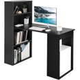 thumbnail image 1 of CZMJY Computer Desk with Bookshelf, Writing Study Desk with Storage Shelves & CPU Stand, Modern Compact Computer Workstation for Home & Office, Space-Saving Design (Black), 1 of 9