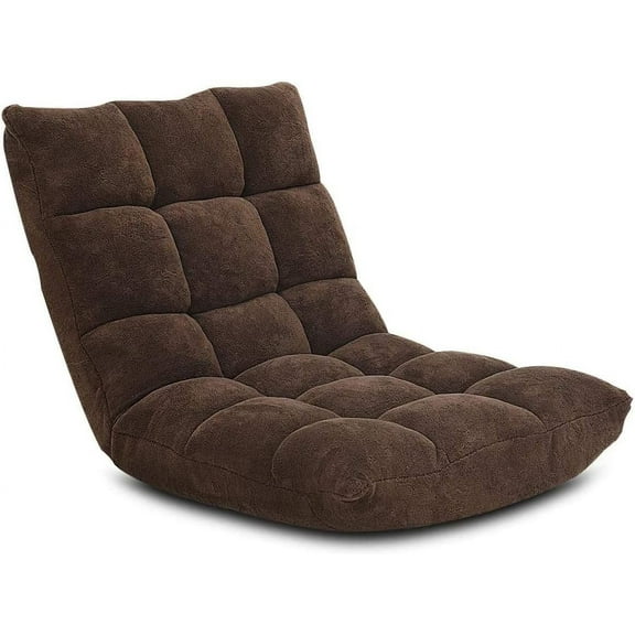 CZMJY Cushioned Floor Chair, 14-Position Adjustable Padded Lazy Recliner with Comfortable Back Support and Skin-Friendly Cover, Great for Reading, Playing Game, Meditating (Dark Coffee)