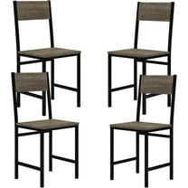 CZMJY Dining Chairs Set of 4, Industrial Kitchen Chairs with Metal Legs, Slanted Back, Rustic Wood Grain, Armless Side Chairs for Dining Room, Restaurant, Living Room, Oak Grey & Black