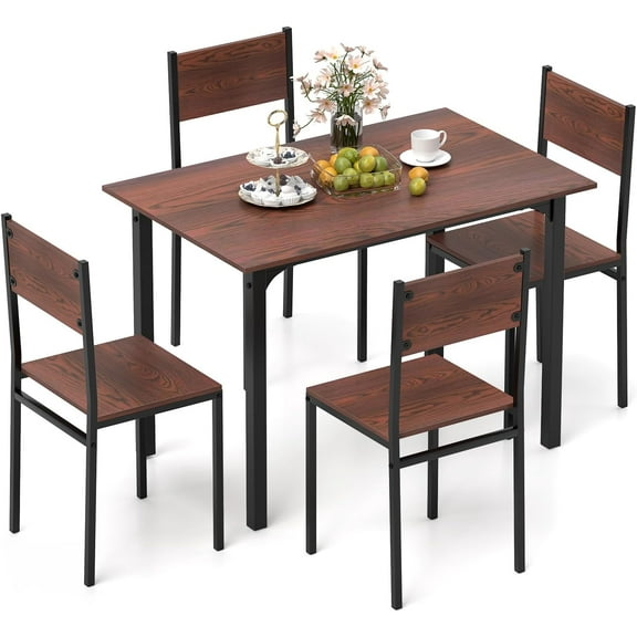 CZMJY Dining Table Set for 4, Modern Table and Chairs Set of 4 for Kitchen Dining Room Breakfast Nook (Walnut)