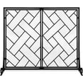 thumbnail image 1 of CZMJY Elegant 2-Panel Handcrafted Wrought Iron Decorative Mesh Geometric Fireplace Screen with Magnetic Doors for Fire Spark Protection – 44x33in Artisan Design,, 1 of 8