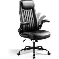 CZMJY Executive Chair Computer Office Chair, High Back Ergonomic Desk Chair with Adjustable Flip-up Armrests, Lumbar Support and Thick Headrest, Black