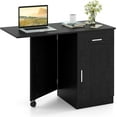 thumbnail image 1 of CZMJY Folding Computer Desk with Storage Drawer & Cabinet, Compact Home Office Desk with Adjustable Shelf, Space-Saving Foldable Side Table for Bedroom, Office, Study (Black), 1 of 11