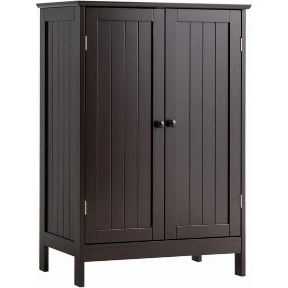 CZMJY Freestanding Storage Cabinet with Double Doors and Shelf, Modern Home Furniture, Wooden Home Organizer for Living Room, Bathroom Storage Cabinet Brown
