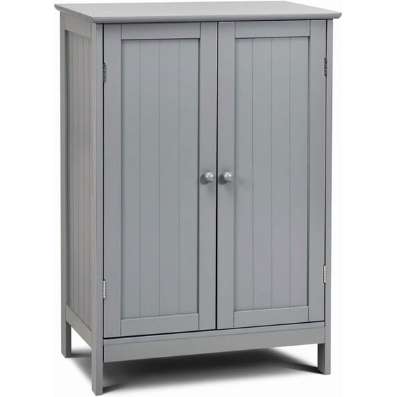 CZMJY Freestanding Storage Cabinet with Double Doors and Shelf, Modern Home Furniture, Wooden Home Organizer for Living Room, Bathroom Storage Cabinet Grey