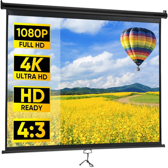 CZMJY Home Theater Wonders Amplified by Top-Tier Pull-Down Projection Screens – Where Crisp Imagery Meets Effortless Deployment for Unmatched Viewing Bliss, 100inch(16:10)Black