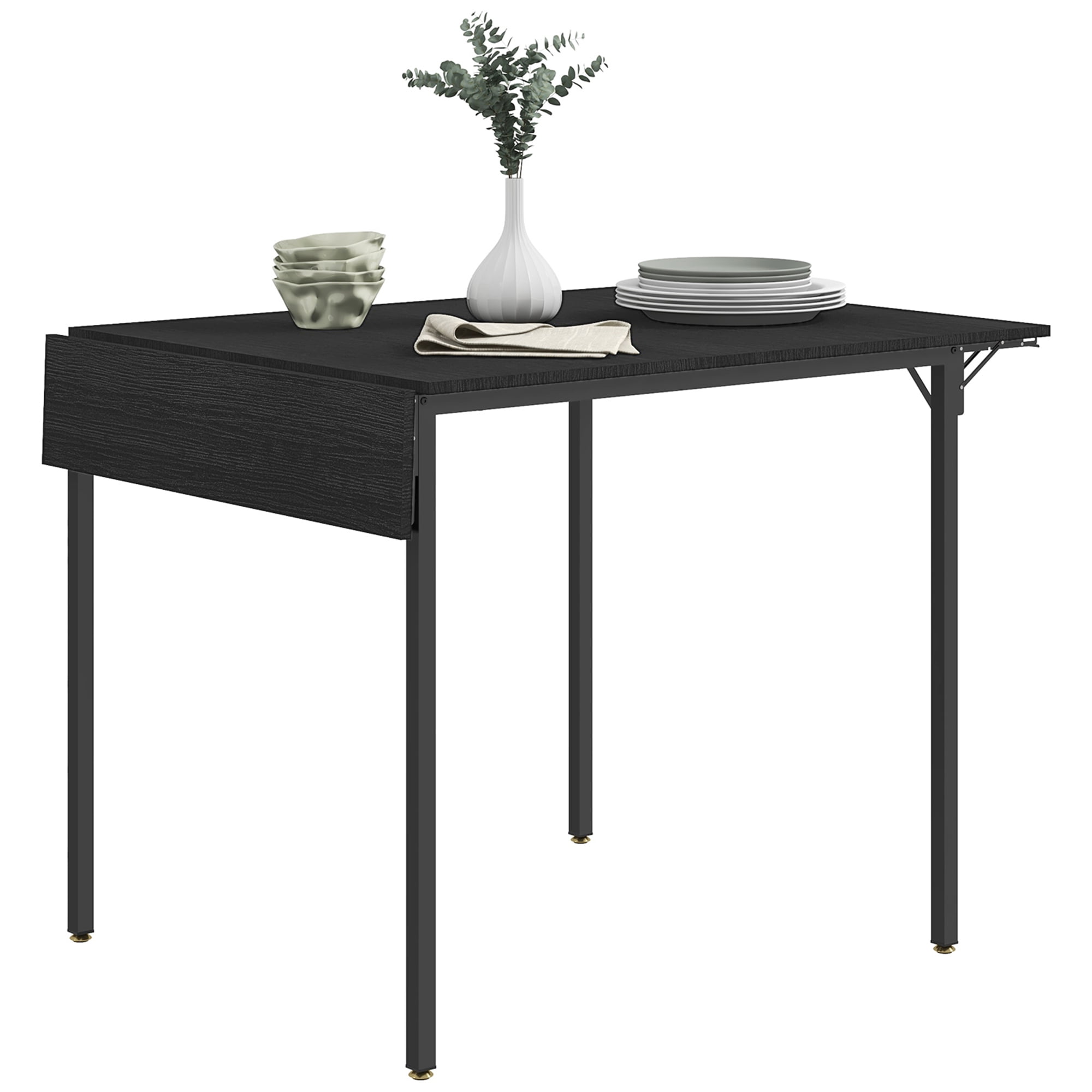 CZMJY Industrial Kitchen Folding Dining Table with Foldable Drop Leaf Design – Compact Space ...