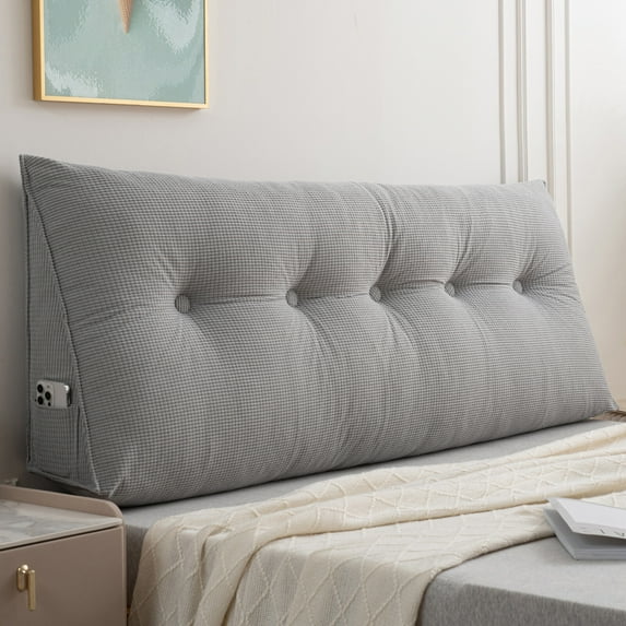 CZMJY Large Headboard Pillow Bolster Wedge – Plush Reading Support Backrest Cushion – Comfortable Lumbar Support for Daybed Relaxation Reading Sessions Queen (59*20 in) Gray