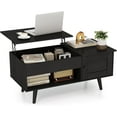 thumbnail image 1 of CZMJY Lift Top Coffee Table with Storage, Living Room Table with Hidden Compartment, Cabinet & Open Shelf, Flip Top Center Table, Pull up Coffee Table for Home, Office (Black), 1 of 10