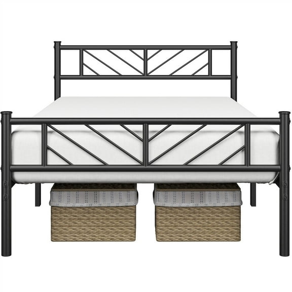 CZMJY Metal Bed Frame Platform Bed with Arrow Design Headboard – Durable Supportive Foundation with Stylish Arrow Accent Headboard for Stable Mattress Placement & Bedroom Decor, Twin