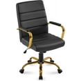 thumbnail image 1 of CZMJY Mid-Back Office Chair PU Leather Desk Chair Adjustable Executive Task Chair w/Lumber Support Gold Leg Black Seat, 1 of 11