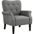 thumbnail image 1 of CZMJY Modern Armchair, Mid Century Accent Chair with Sturdy Wood Legs and High Back for Small Space, Upholstered Fabric Sofa Club Chair for Living Room/Bedroom/Office, Dark Gray, 1 of 8