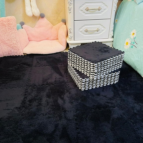 CZMJY Premium 12pc Interlocking Foam Floor Puzzle Exercise Mat with Thick Non-Slip EVA Tiles to Enhance Safety and Comfort for GYM Workouts and Home Fitness Spaces, Black