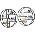 thumbnail image 1 of CZMJY Round Wall Shelf, Wall-Mounted Circular Shelf, Wood & Iron Wall Hanging Shelves, 4-Tier Circle Shelf Wall Decor for Home Office, Circular Floating Shelves (2, Black), 1 of 10
