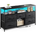 thumbnail image 1 of CZMJY TV Stand Dresser with LED Lights & Power Outlets, Entertainment Center for 50" Inch TV, 5 Drawers TV Stand for Bedroom Dresser with Shelves for Living Room, Sturdy Metal Frame, Black, 1 of 9