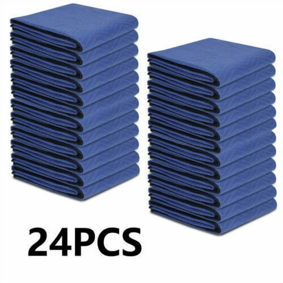CZMJY Ultra-Durable 80"x72" Quilted Moving Blankets Heavy-Duty Shipping Furniture Pads 35lb per Dozen Superior Protection for Furniture During Moves and Shipments, 24 Pack Blue