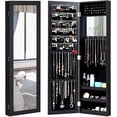 thumbnail image 1 of CZMJY Wall Mounted Jewelry Cabinet with Full Length Mirror, Over The Door Jewelry Armoire Organizer with Large Storage, Makeup Mirror & Velvet Lining (Black), 1 of 11