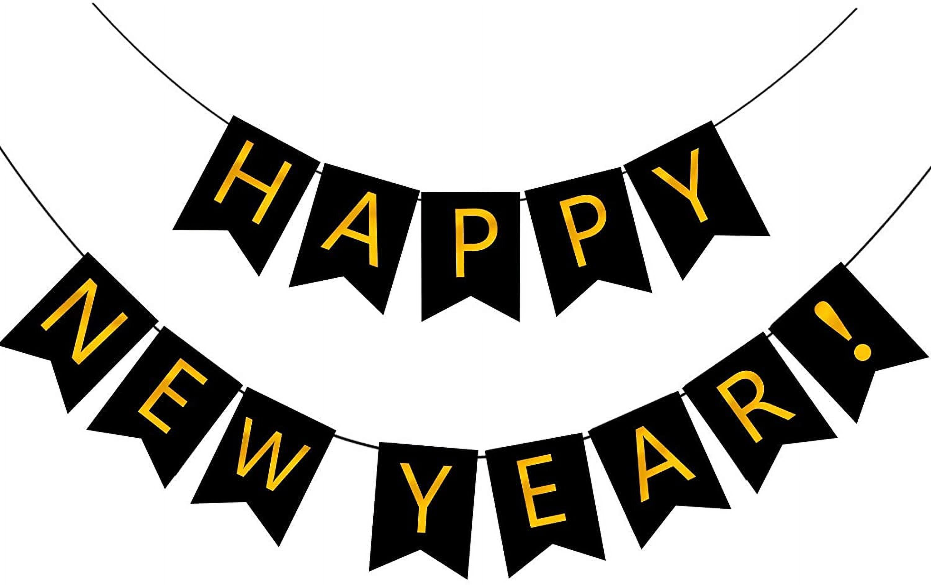 CZQ Black New Years Eve Party Banner，Black & Gold 2026 NYE Party ...