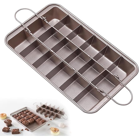 CZQ Brownie Pan with Dividers Non-stick Rectangular Baking Pan with Built-in Slicer,it Can Make Brownie Bite,Cake,Fudges and Chocolate 12.4"x8"x2"(Champagne Gold)