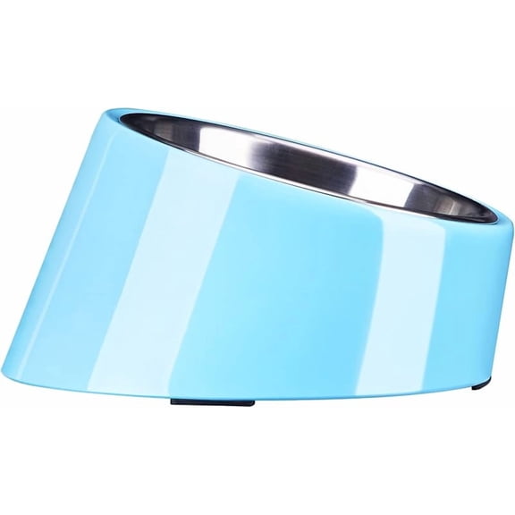 CZQ Free 15° Slanted Bowl for Dogs and Cats, Tilted Angle Bulldog Bowl Dog Feeder, Non-Skid & Non-Spill, Easier to Reach Food M/1 Cup Blue