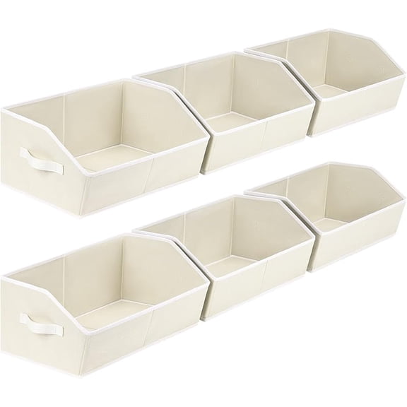 CZQ Organizer B Cube Storage - Trapezoid Storage Bin 6 Pack, Fabric Baskets for Organizing, Large Storage Basket for Shelves, Closet Organizers for Toys, Clothes, Towels (Beige)